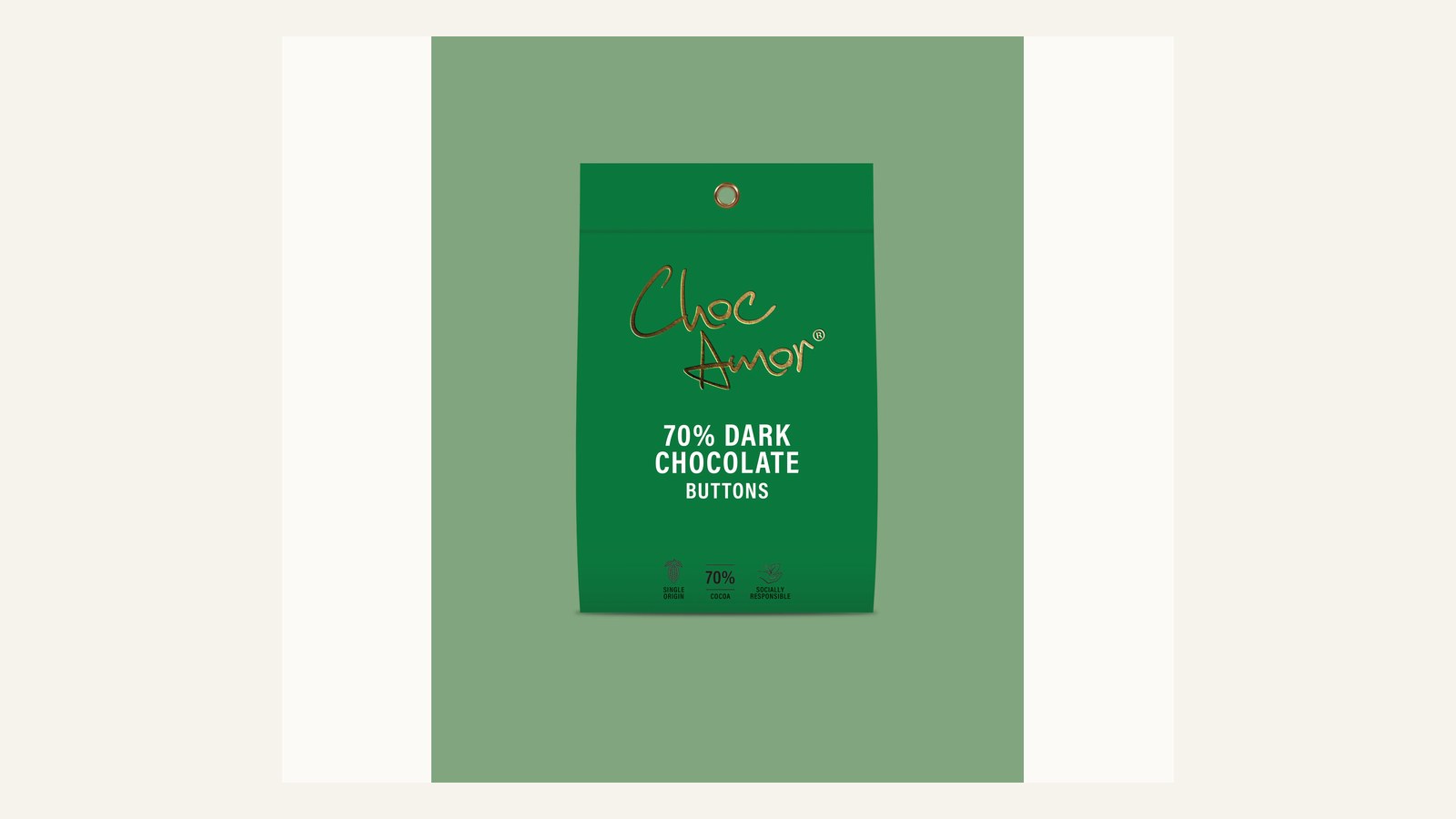 Choc Amor 70% Dark Chocolate Buttons pouch for a chocolate gift review