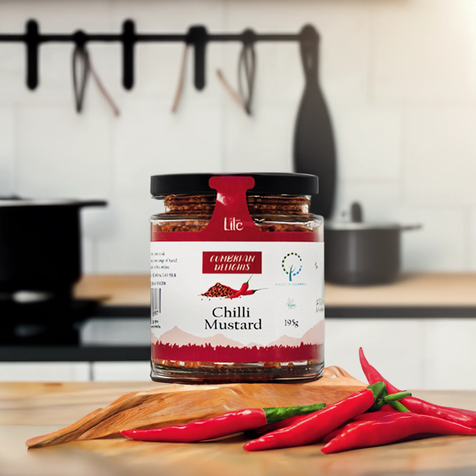 Lakeland Artisan Chilli Mustard jar for a savoury Lake District gift add-on