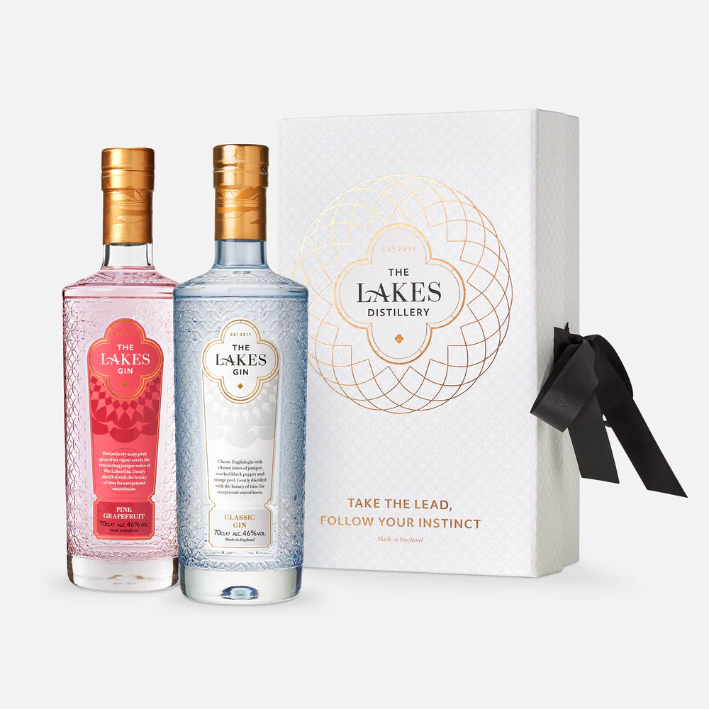 The Lakes Distillery Gin Twin Gift Hamper with two bottles and presentation box