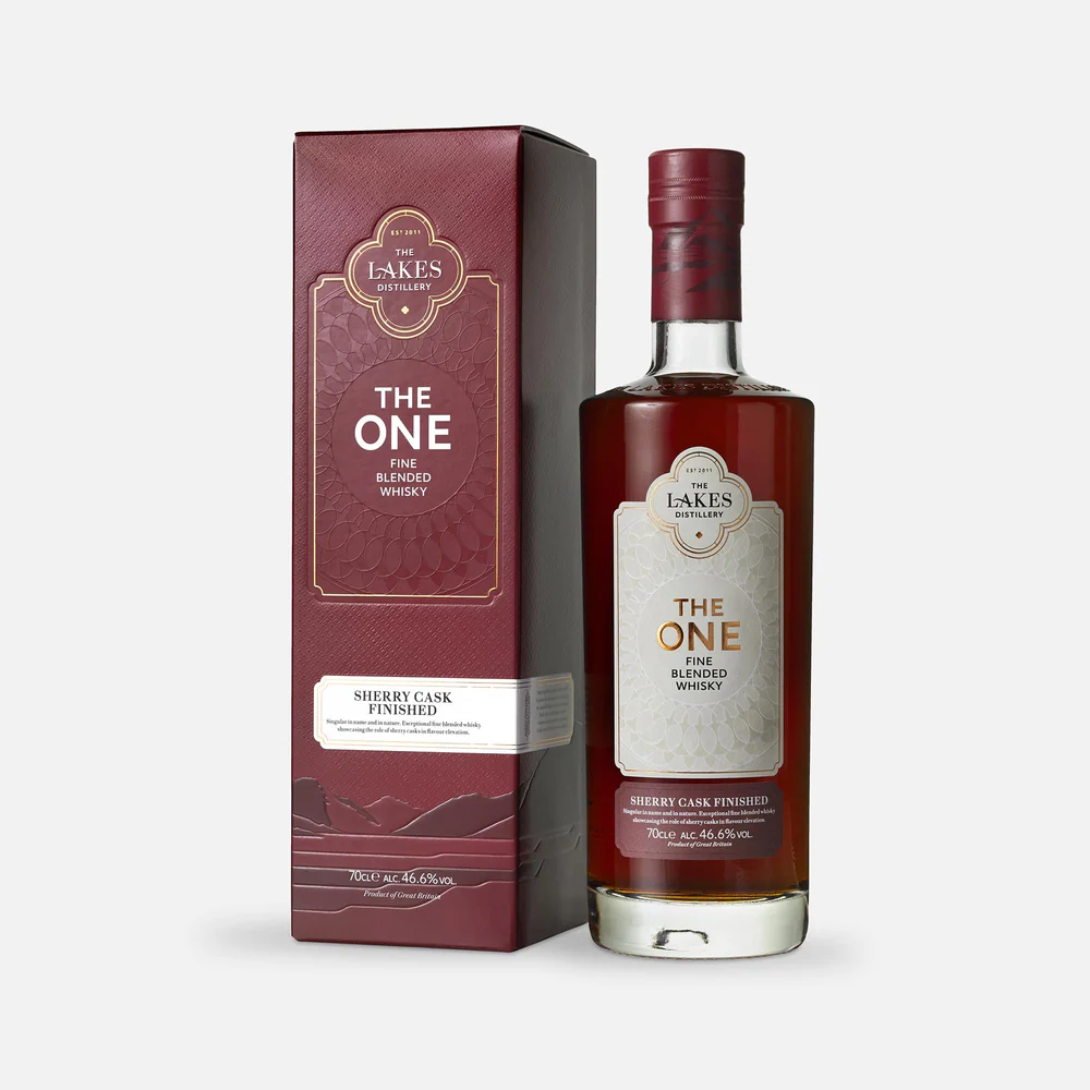 The Lakes Distillery The One Sherry Cask Finished Whisky bottle and box
